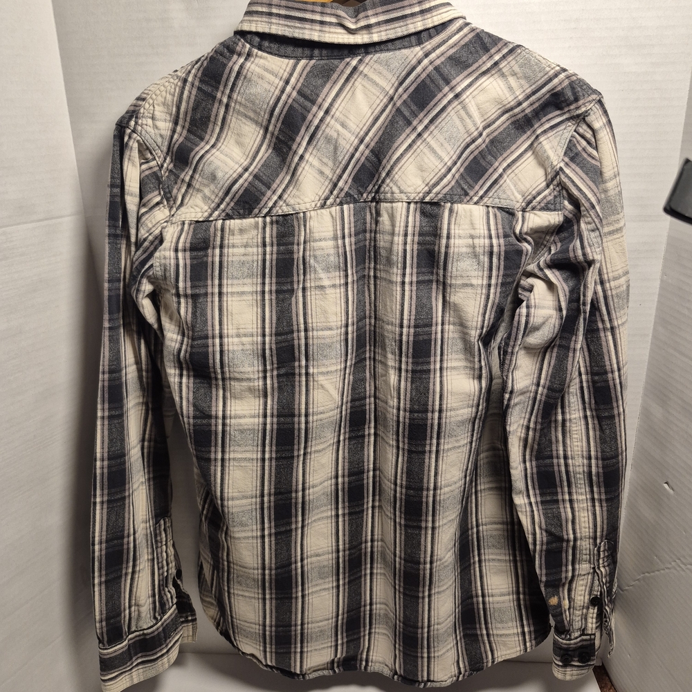 Harley Davidson Men's Black Plaid Long Sleeve Button Down Flannel Shirt SZ LG - Picture 4 of 10